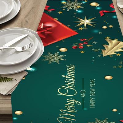 Noel Ağacı Masa Koşucu Düğün Dekorasyon Masa Örtüsü Noel Ağacı Baskı Dekorasyon Yeni Yıl Hediye Parti Masa Koşucu