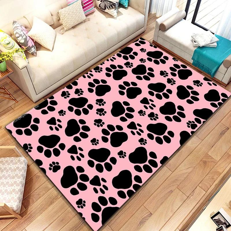 Cartoon Animal Paw Print Carpet Farmhouse Style Indoor Floor Mat Non Slip Area Rug for Living Room Home Decor Entrance Doormat
