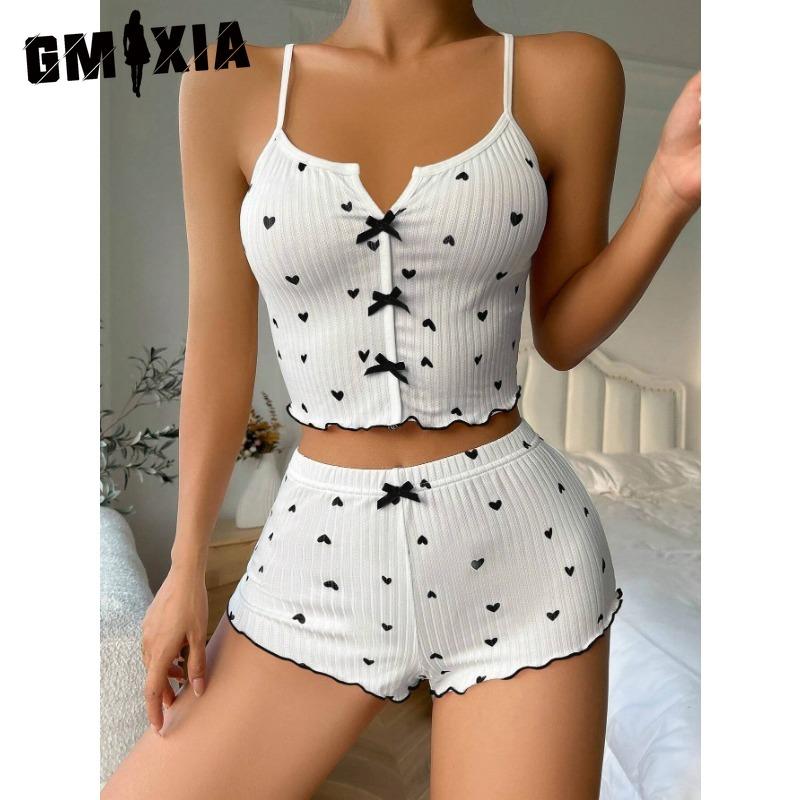 

GMXIA Принтованный комплект для дома с контрастным верхом-майкой с разрезом спереди XL чёрный/белый