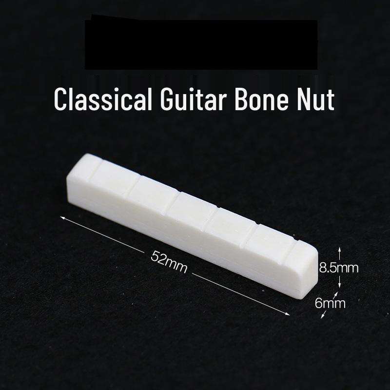 Burrsius Bone Nut Set for Folk Classical Acoustic Guitar - Upper & Lower Nut, Bridge, String Accessories