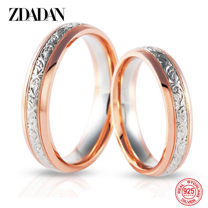 925 Sterling Silver Rose Gold Couple Ring for Women Engagement Fashion Jewelry Gift 5