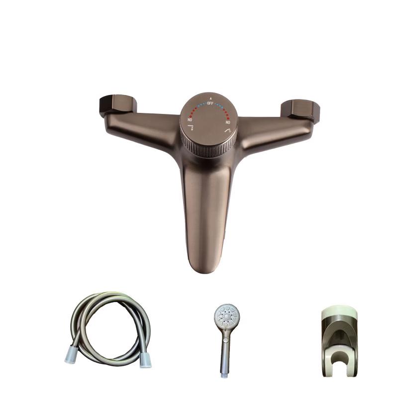TLXT Gun Grey Wall-Mounted Bathtub Mixer Faucet