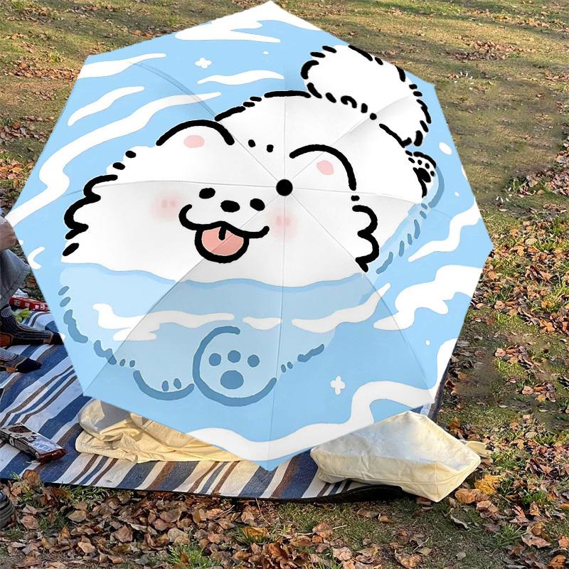 1PC Clouds Dog Umbrella-8-Rib Reinforced, Automatic Open, Lightweight & Durable, Cute Fashion Accessory for Outdoor-Y0387