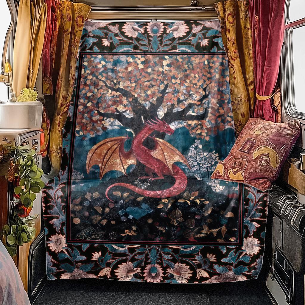 1pc Medieval ornate Baroque dragon blanket, al season lightweigh Poster blanket home office outdoor nap multifunc Poster blanketional blanket