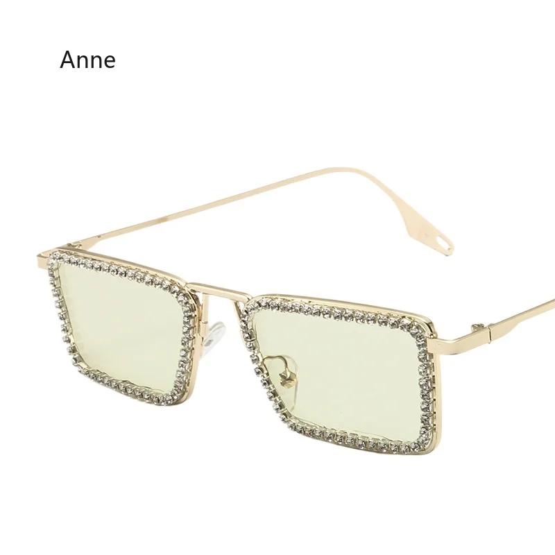 New Women Small Rectangular Sunglasses Fashion Diamond Inlaid Small Frame Sun Glasses Women's UV Protection Shades Eyewear