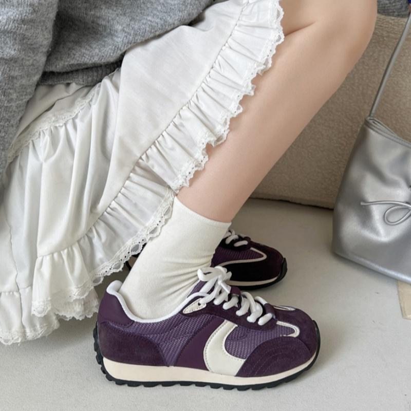 Fashion Designer Forest System Round Toe Sneakers Women 2025 Trendy Mix Color Flat Shoes New Retro Sports Shoes Casual Soft Sneakers