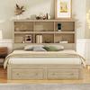 Doppelbett Holzbett 160x200cm, Stauraumbett mit 2 Schubladen und Ablagefach, Funktionsbett mit Lattenrost, Ohne Matratze