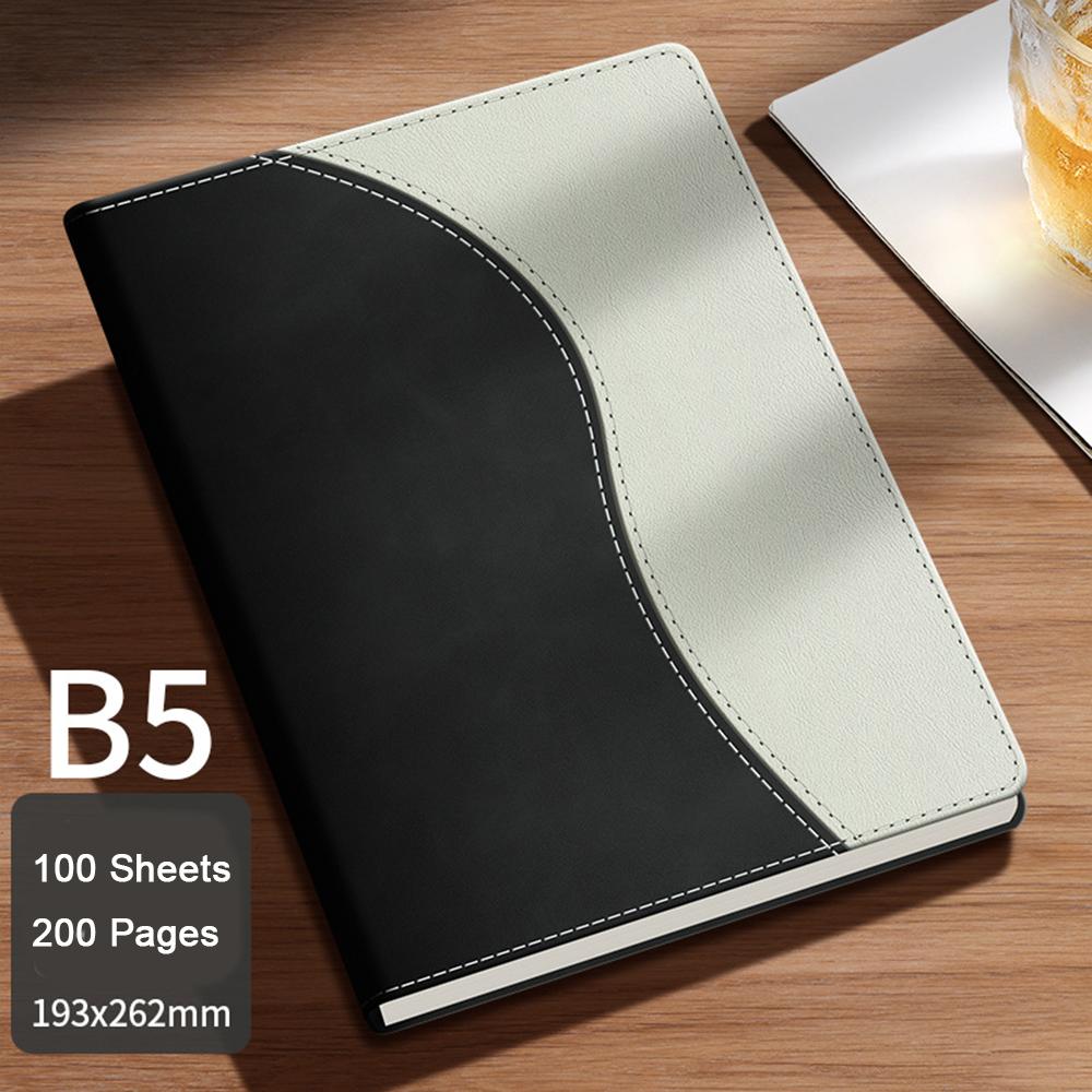 (Logo can be engraved) A5/B5 leather student subject notebook, business meeting record book, notepad, office ledger, diary, lined inner pages