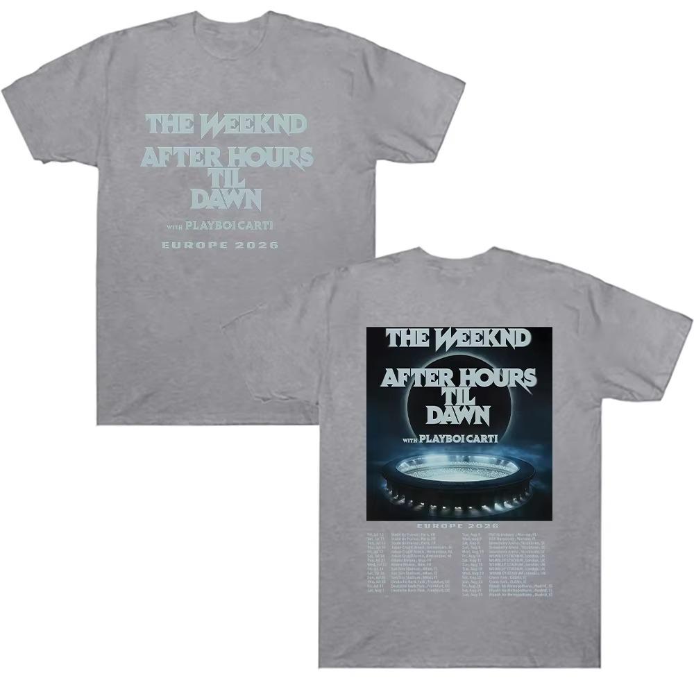 The Weeknd After Hours Til Dawn Europe 2026 Tour Tshirt Doublesided Print Short Sleeve Tee Playboi Carti Concert Unisex Musi