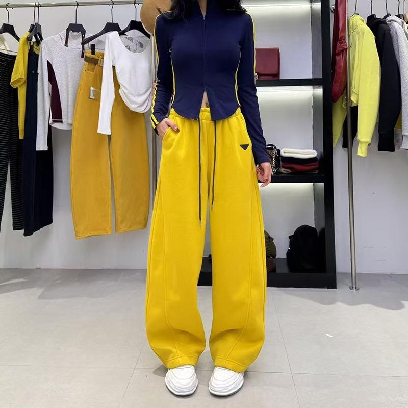 

Весна 2025 Женские спортивные брюки с высокой талией, утягивающие, с широкими штанинами-палаццо – Универсальные, Повседневные и Спортивные XL (62.5-70 kg)