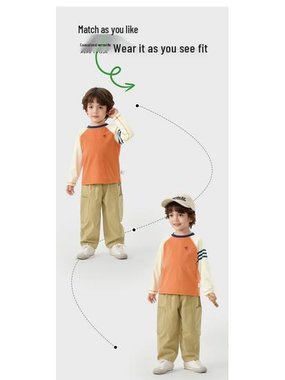 European Boys' Pure Cotton Long-Sleeved T-shirt - Spring/Autumn 2026 Trendy Kids' Base Layer