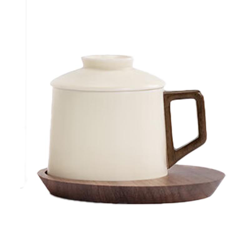 

Ceramic Coffee Mug with Lid, Saucer, and Spoon