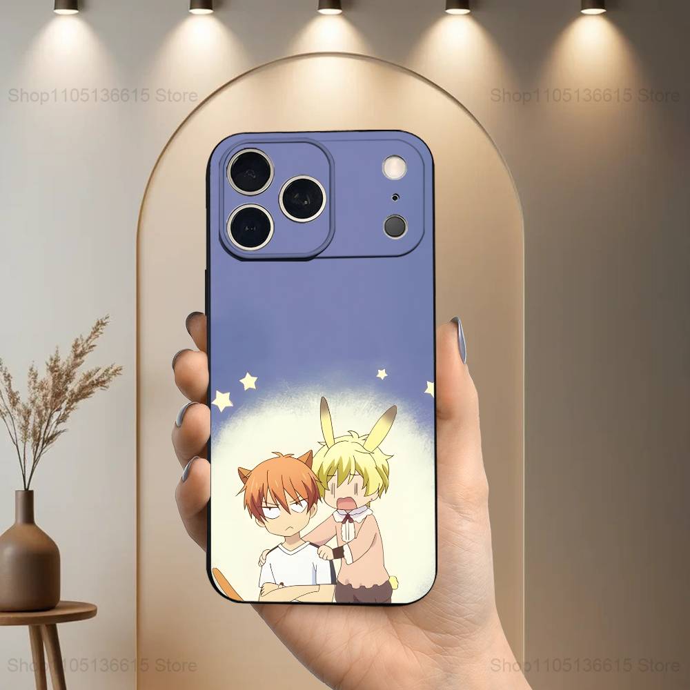 

Anime F-fruits B-Basket Phone Case For iPhone 17,16,15,14,13,12,11 Plus,Pro Max,XS,X,XR,SE,Mini,8,7,Soft Silicone Black Cover iPhone15plus