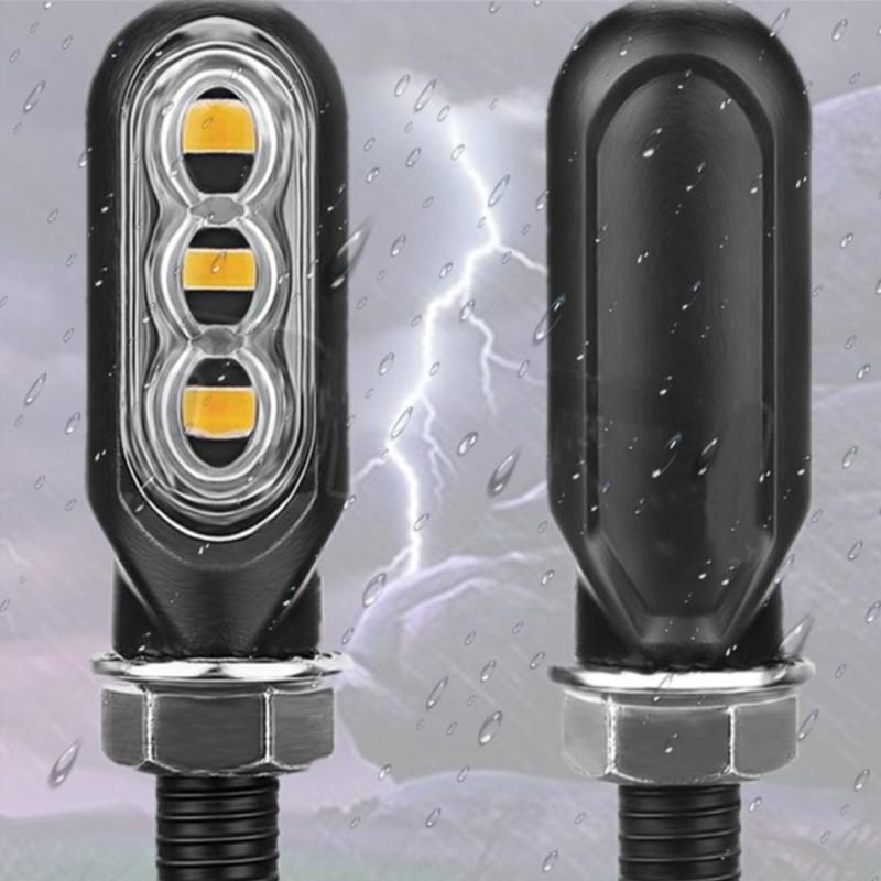 Motorcycle Mini LED Turn Signal Lights Amber Flowing Directional Signal Lamp Intermitentes Moto For Kawasaki Yamaha Cafe Racer