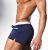 Men's High Waist Swim Trunks Drawstring Tight Fit Boxer Style Swim Shorts Quick Dry Lightweight Fabric Suitable for Swimming and Beach Activities