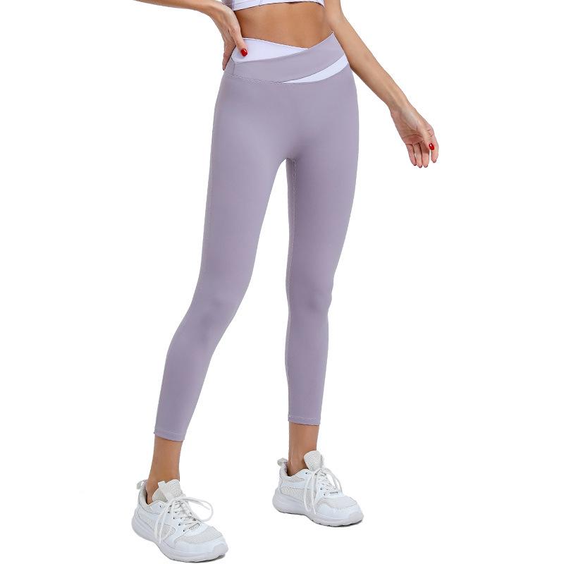 Women's Color Block High-Waist Sports Leggings & Shockproof Bra Fitness Set