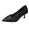 High heels women's thin heels 2025 spring and autumn new women's shoes black French pointed single shoes professional temperament work shoes women