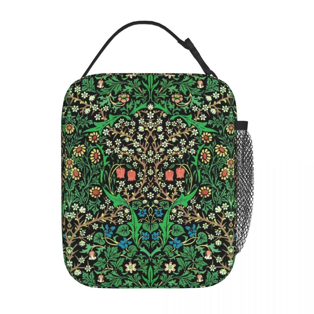William Morris Lunch Bag Flower Print Aesthetic Lunch Box Outdoor Picnic Portable Thermal Lunch Bags Print Cooler Bag