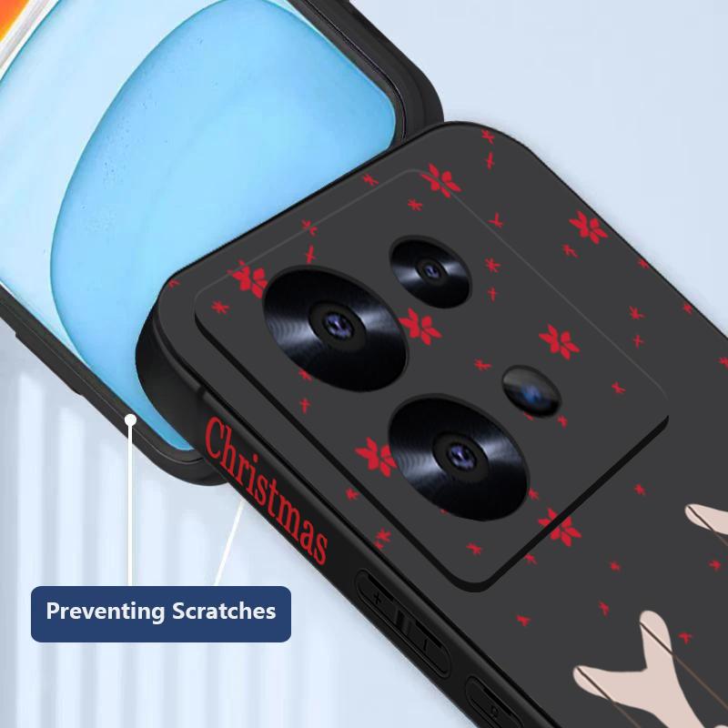 Cute Christmas Elk Printed Lanyard Phone Case For Xiaomi Redmi Note 14 13 12 Pro Note 13 14 Pro Plus 5G 13 13C 4G 11 10 Pro Silicone Cover