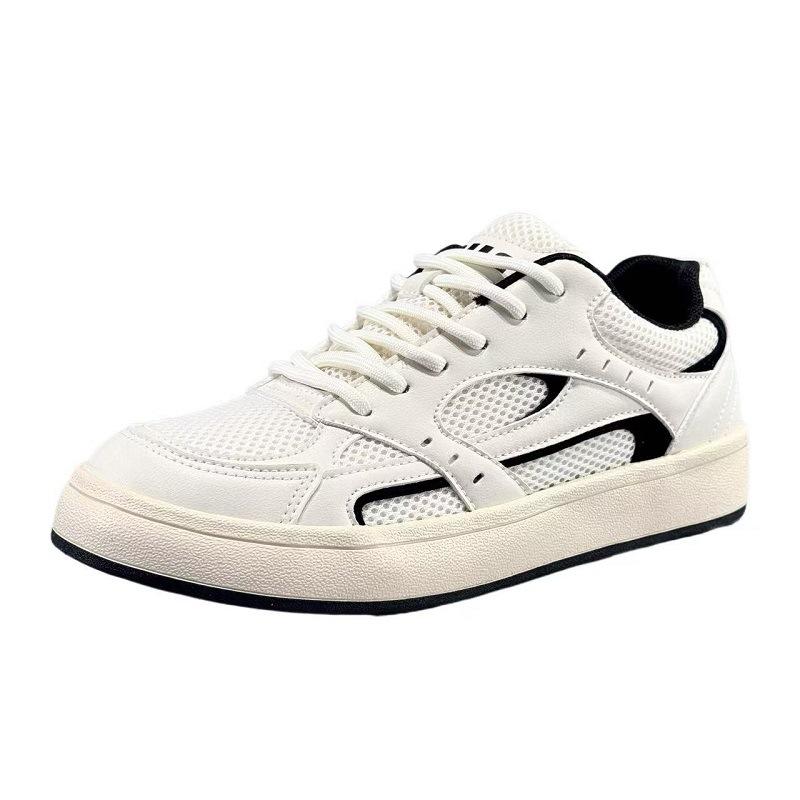 

Модная пара белых кроссовок 2025 Сетчатые дышащие модные на шнуровке Мужская спортивная обувь Легкая удобная женская плоская повседневная обувь 44