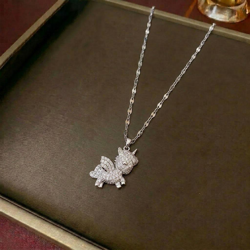 Women's Luxury Bear Pendant Necklace - Japanese Korean Diamond Style, Versatile Fashion Gift
