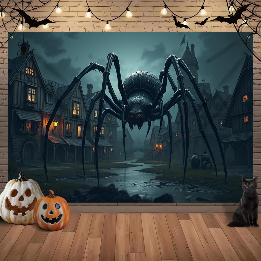Happy Halloween backdrop banner huge spider monster carnival festival celebration activitieszyc