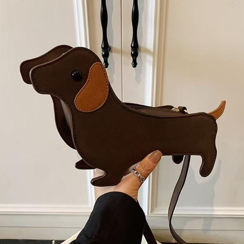 Cute Dachshund-shaped Crossbody Bag For Women Winter Korean Style Animal Handbag Unique Design Mini Creative Shoulder Bag Gift
