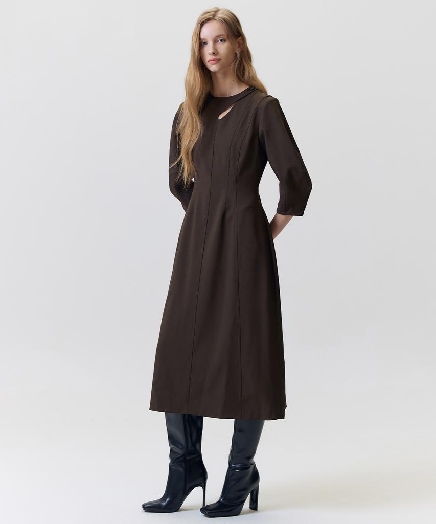 Hawaii Ha Kim [Atelier] Long Sleeve Balloon Dress_Brown