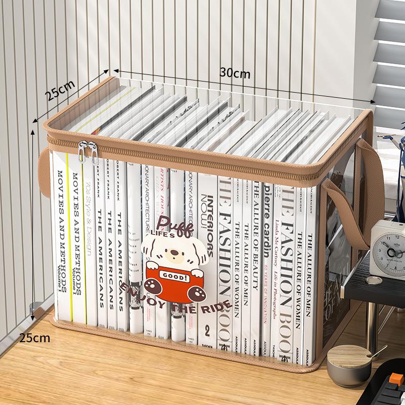 

Home Cartoon Cute Storage Box Dustproof Transparent Support Bar Book Snack Wardrobe Storage Can Be Handheld Storage Box Foldable
