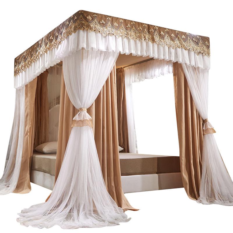 Double Layer Blackout Curtain Mosquito Net with Stainless Steel Bracket - Floor-Standing Design