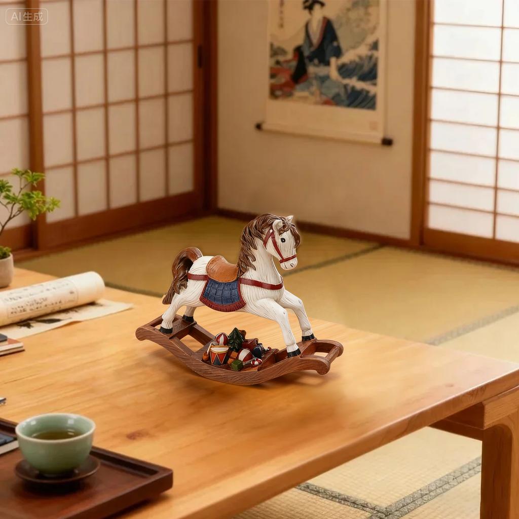 Christmas Wooden Horse Resin Crafts Christmas Tree Decoration Simulation Animal Ornaments Christmas Decoration Suitable For Home Party Bedroom