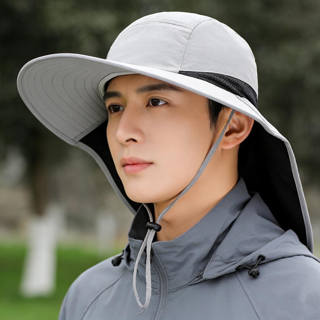 Outdoor Fisherman Hat Summer Large Brim Climbing Sun Protection Hat Sunshade Hat Quick-Dry Neck Protection Fishing Hat
