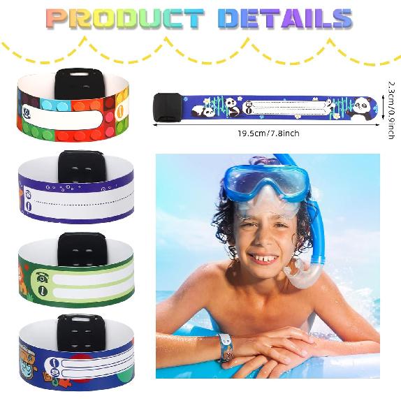 Chinco 14 Pieces Children Safety ID Wristband Reble Identification Bracelets Waterproof ID Band Safety Wristband for Boys and Girls (Cool Style)