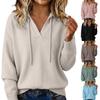 Dame Casual V-hals Hætte Strikket Sweater Langærmet Pullover Top