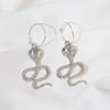Personality Twisted Geometric Hip-Hop Earrings Female, Exaggerated Snake-Shaped Fashion Relief Long Stud Earrings