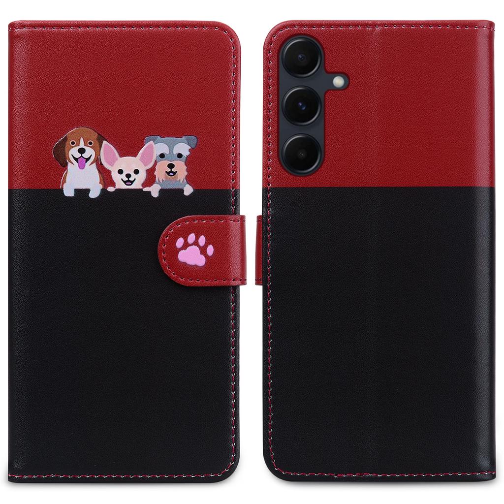 Cartoon Pet Series for Samsung Galaxy A55 5G Wallet Case Splicing Leather Phone Cover