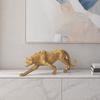 Figurine d'Animal en Résine Modèle Léopard Doré, Statue Vivante, Posture Accroupie ou Courante, Ornement de Haute Qualité pour Meuble TV, Entrée, Bureau, Pendaison de crémaillère,
