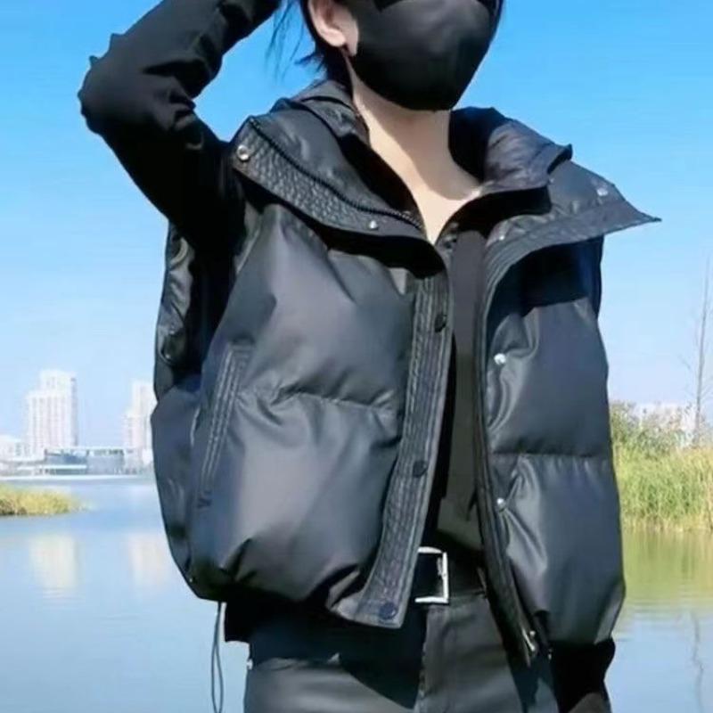 Vest Autumn and Winter New Down Cotton Fashion Loose Vest Stand-up Collar Thermal Vest Jacket