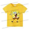 SpongeBobs Cartoon Tshirt for Children Cotton Soft Tee Boys Girls Tops Colorful Clothing Anime Printed Clothes Birthday Gift