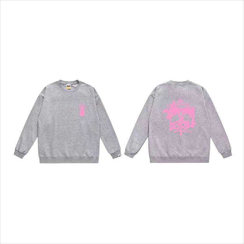 Unisex lässiger übergroßer Rundhals-Pullover mit Schriftzug-Print leichter Baumwoll-Hoodie
