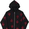 Zipper Sweater Ruffian Handsome Internet Celebrity Hooded Cardigan Cross New Printed Top Jacket