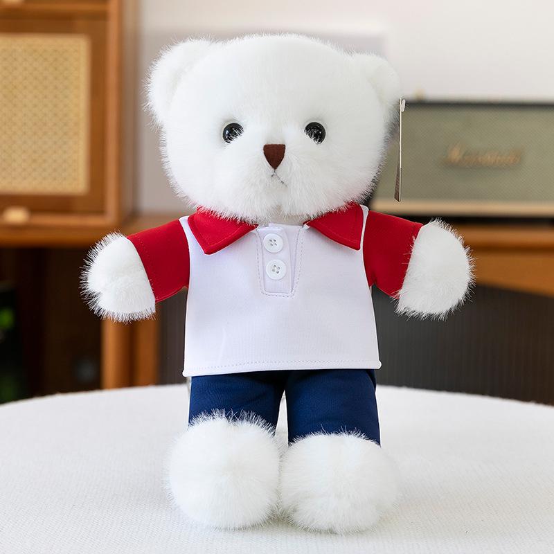 Cute Bear Plush Toy In School Uniform - Custom Logo Graduation Gift for Classmates