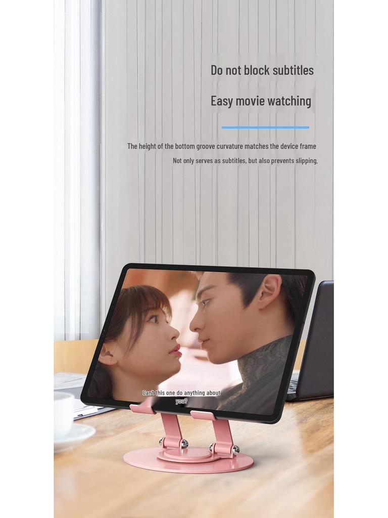 Universal 360° Rotating All-Metal Tablet Stand for Desktop Lifting, Folding, and Live Broadcasting