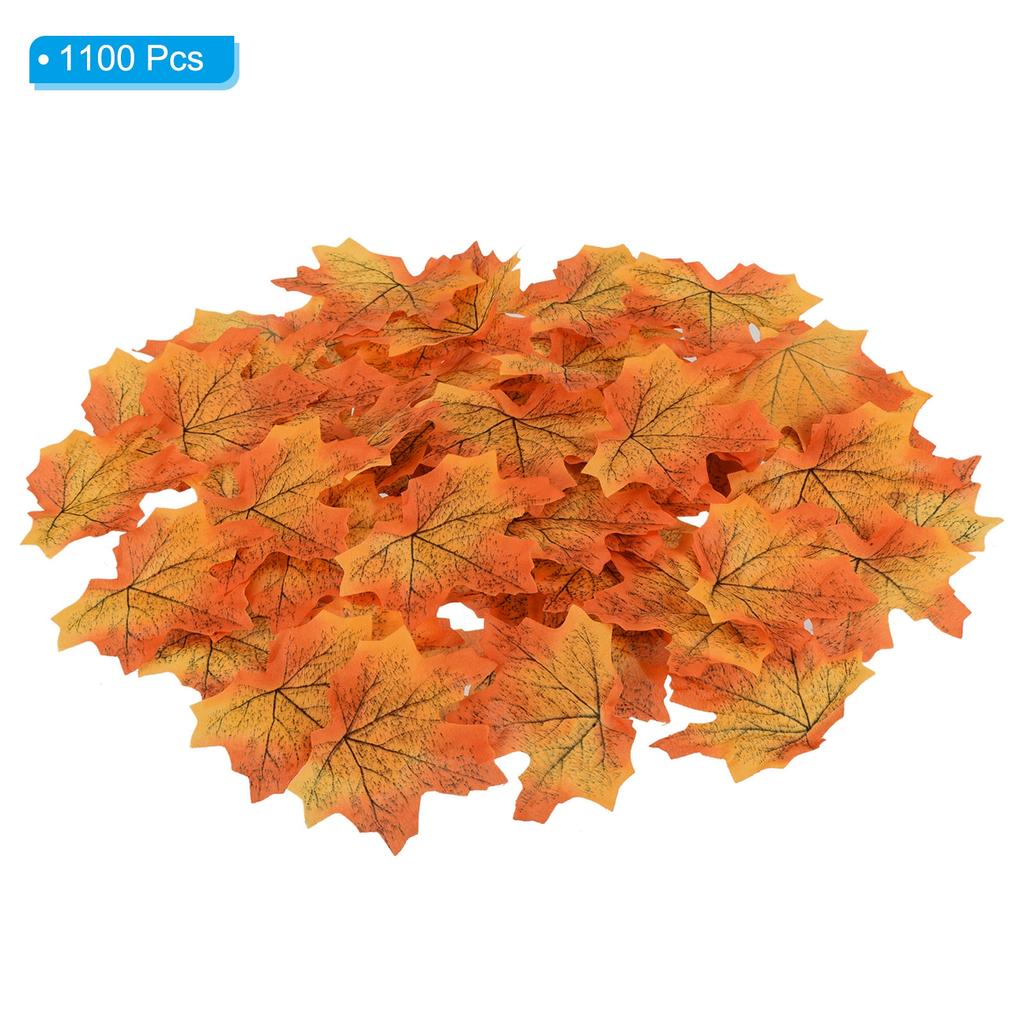 Artificial Leaves, 400/1100 Pcs Fall Maple Autumn Fake Leaf for Wedding Party Thanksgiving Halloween Decoration, Gold