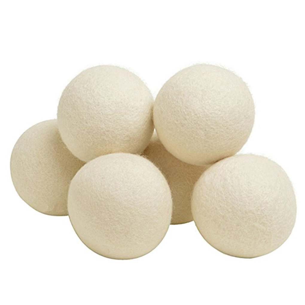 6PCS Natural Fabric Softener Reusable Drying Time Saving Clothing Wrinkles Reducing Wool Dryer Balls
