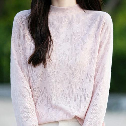Hook Flower Hollow Knitted Base Shirt for Women's Spring and Autumn Loose Top