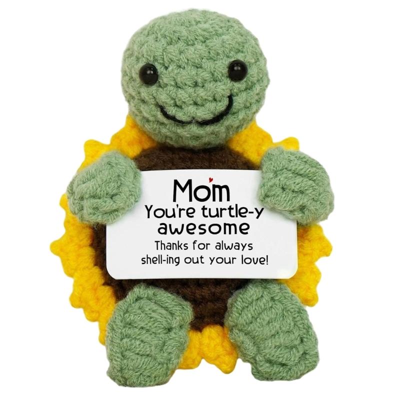 

Elegant Crocheted Turtles Flower Home Decors Includes Heartfelts Message Card for Mothers Birthday Surprise Gift зелёный