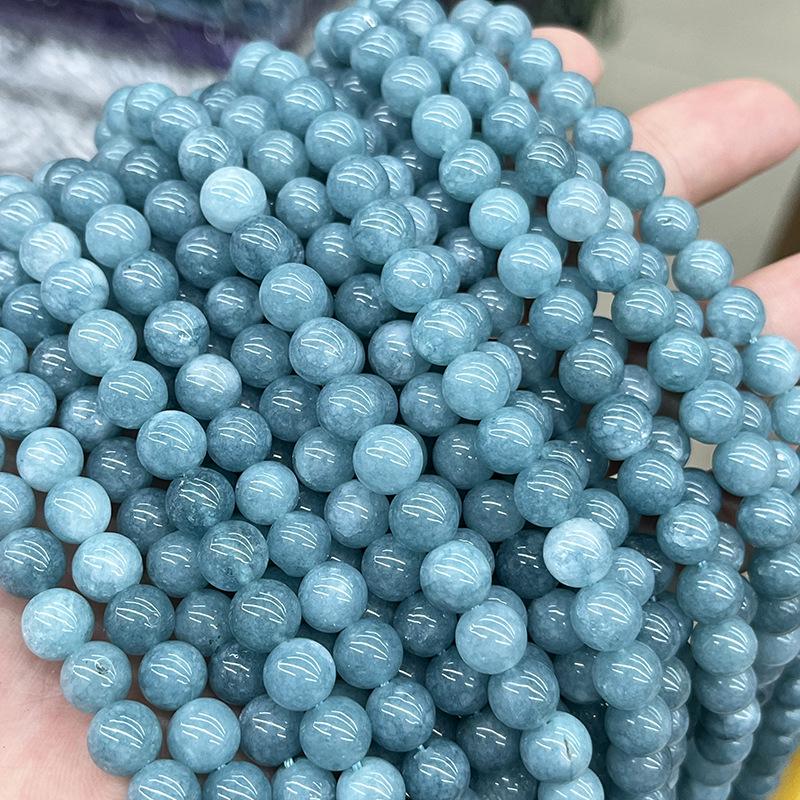 

Бусины круглые из аквамарина и халцедона класса 7A для изготовления украшений ручной работы 8mm strand, ~48 beads