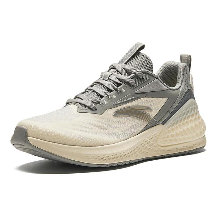 Anta C37+ Comfortable Fabric Cushioning Slip Resistant Breathable Lightweight Low top Casual Running Shoes Men's Brown 912425507-2