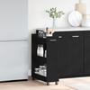 Mobile black storage cabinet on wheels, storage rack for small kitchen space, corner storage rack for hallway, living room and bathroom, 60x22x79 cm